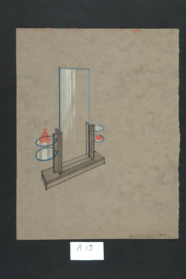 Detail view 1 – Cheval glass and armless chair 