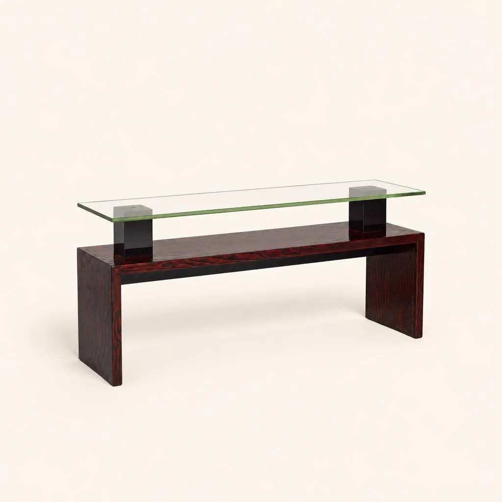 Table basse en pin d’Oregon et verre