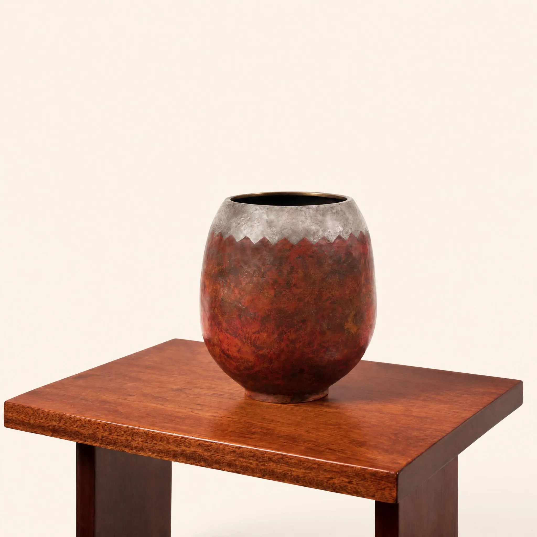Dinanderie vase with geometric design