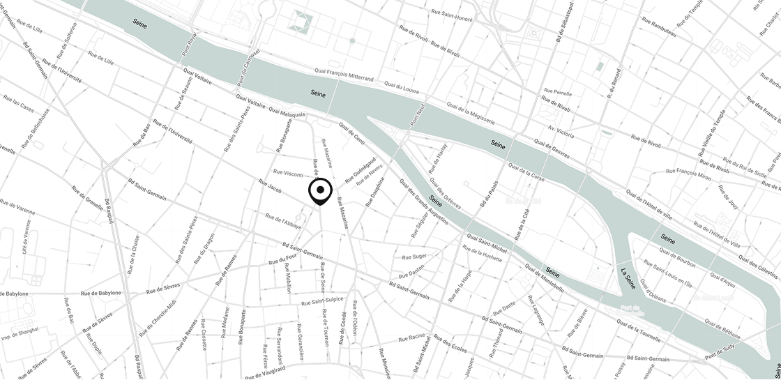 Map of the gallery’s neighbourhood – 28 rue de Seine, Paris 6th