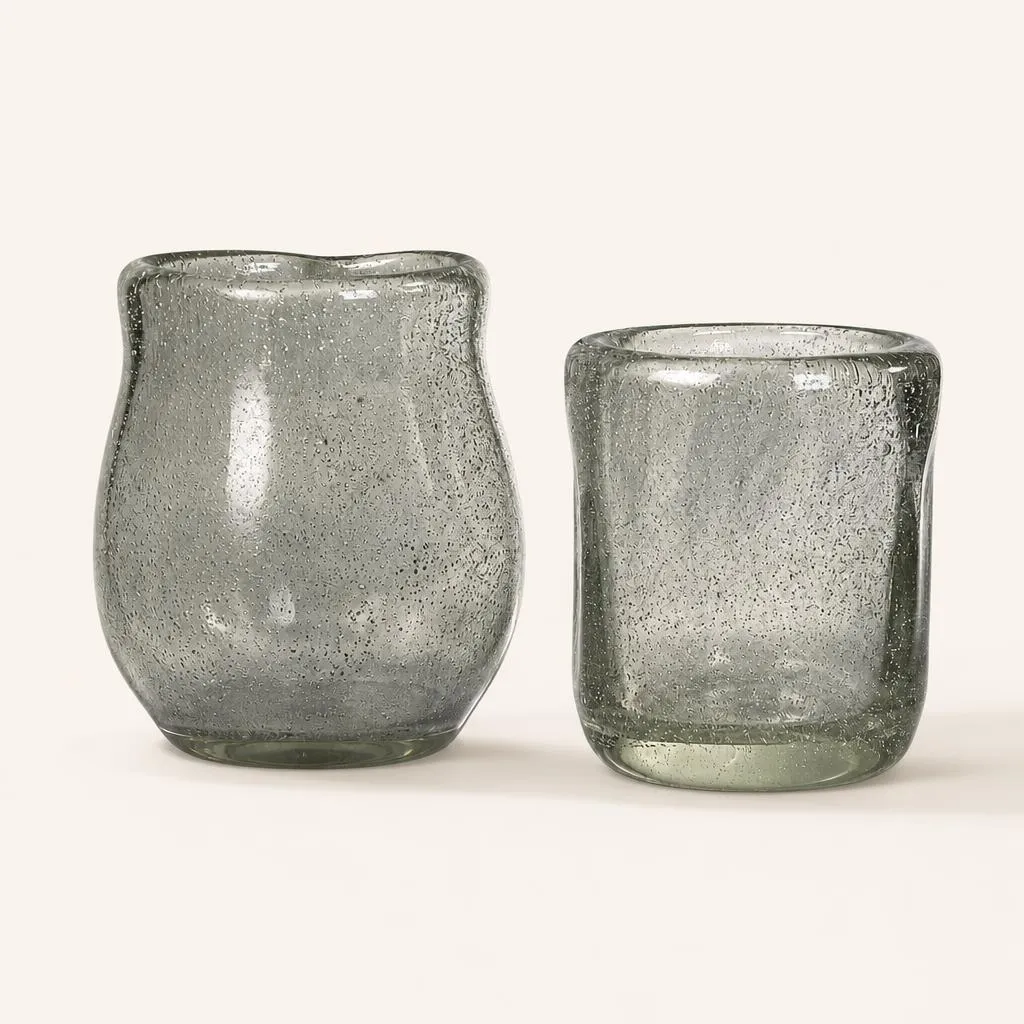 Pair of bubbled glass vases