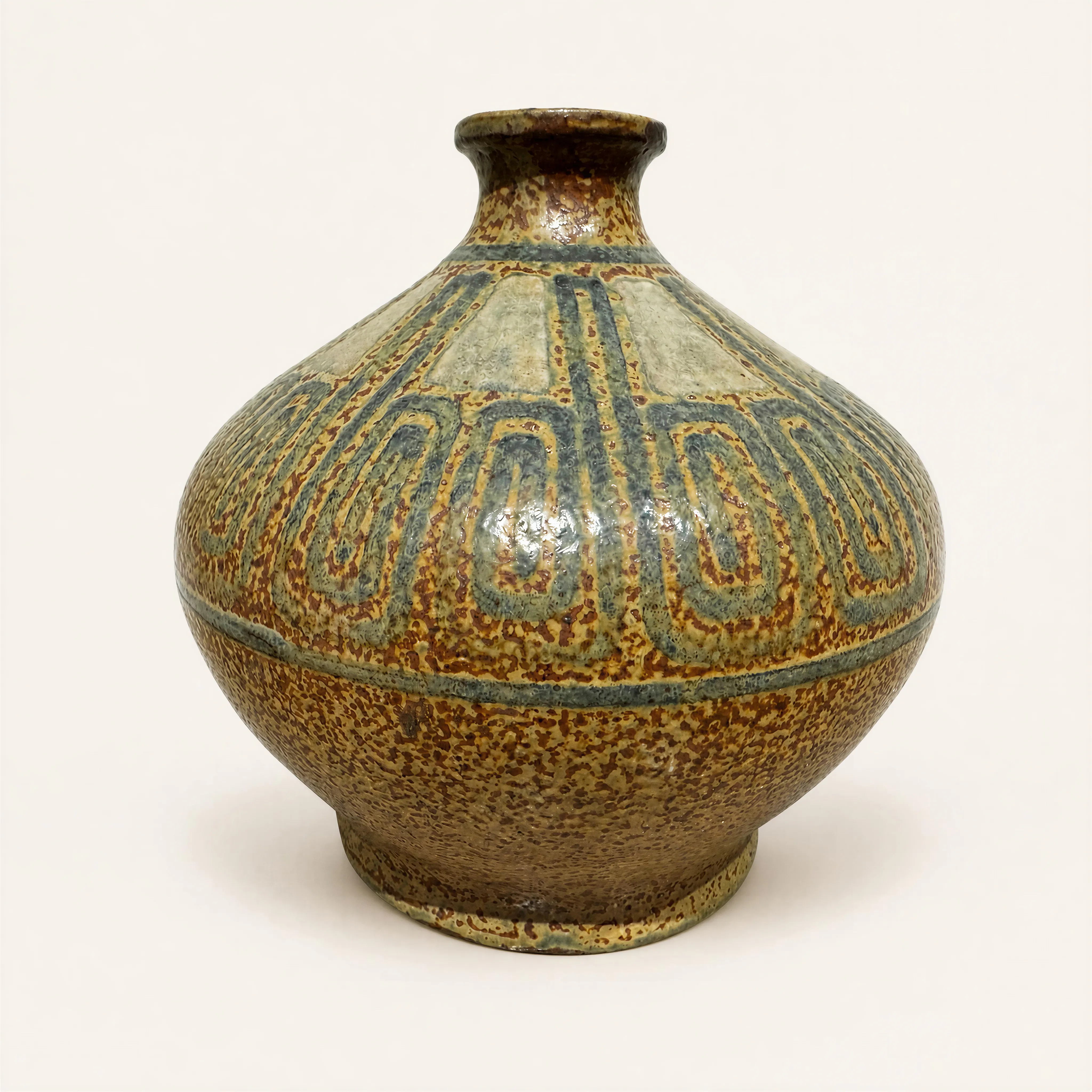 Vase with flared neck and stylized geometric decoration