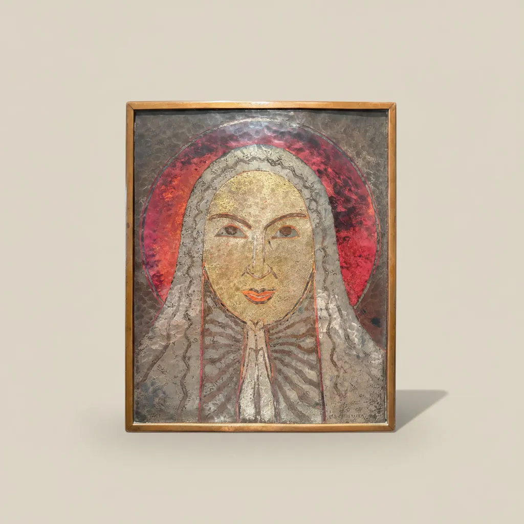 « Vierge », plaque en dinanderie